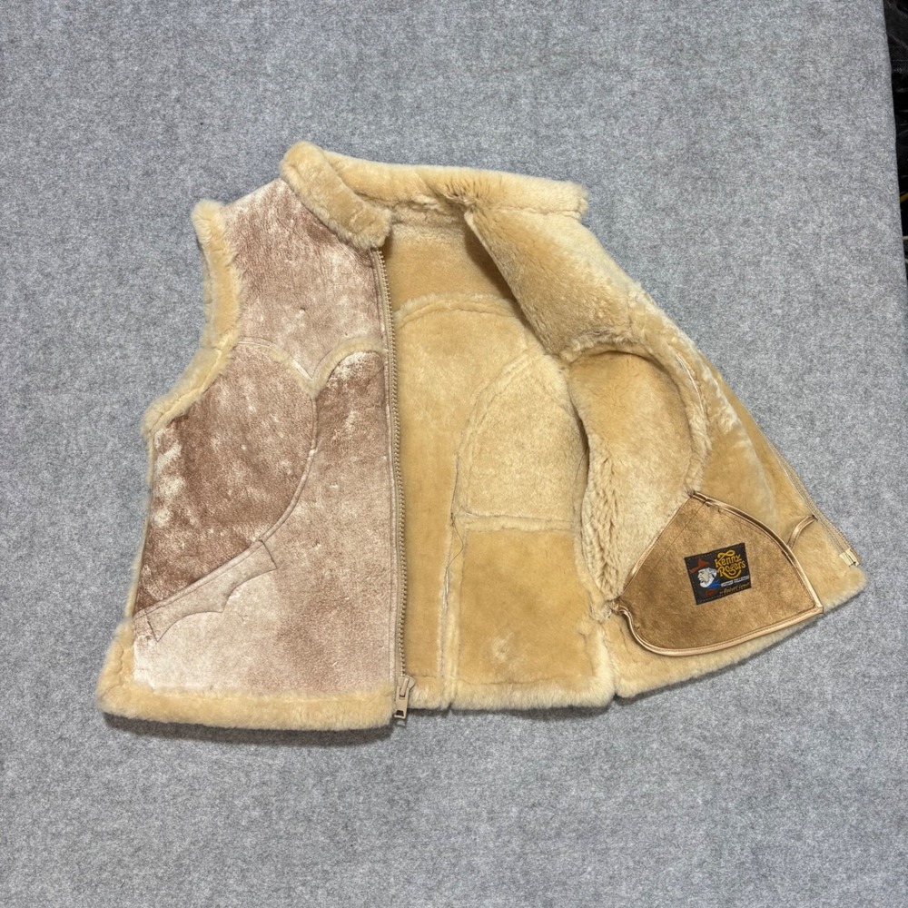 Vintage Kenny Rogers Western Collection Robert Lewis Shearling Vest Tan Brown